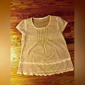 KIMCHI BLUE Overlay Top - Sz S - Sheer Mesh Blouse - Vintage / Made in USA